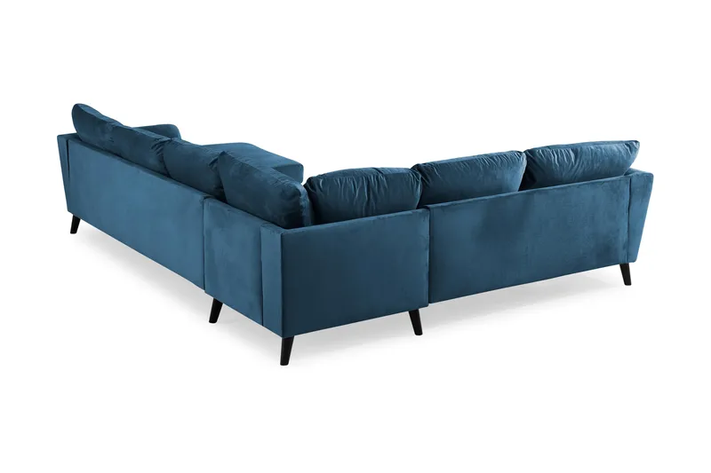 Trend 5-seters Høyrevendt L-formet Hjørnesofa med Divan i Fløyel - Blå - Møbler - Sofaer - Hjørnesofa - Hjørnesofa med divan