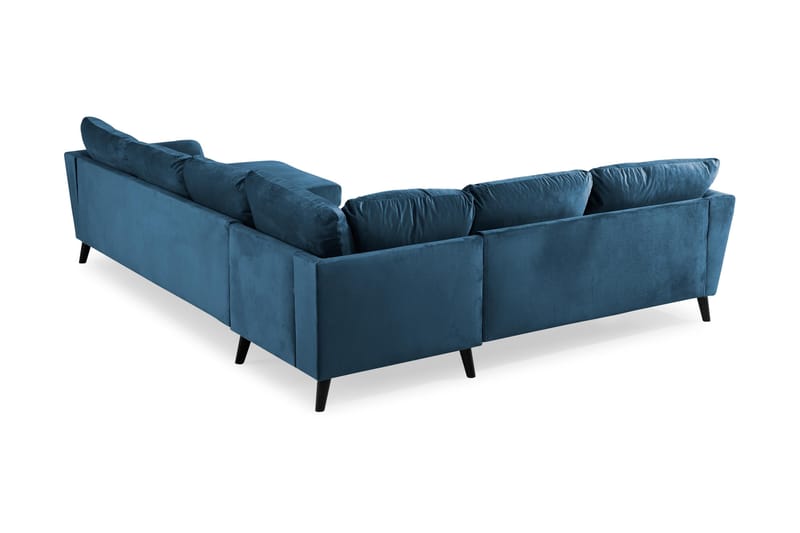 Trend 5-seters Høyrevendt L-formet Hjørnesofa med Divan i Fløyel - Blå - Møbler - Sofaer - Hjørnesofa - Hjørnesofa med divan