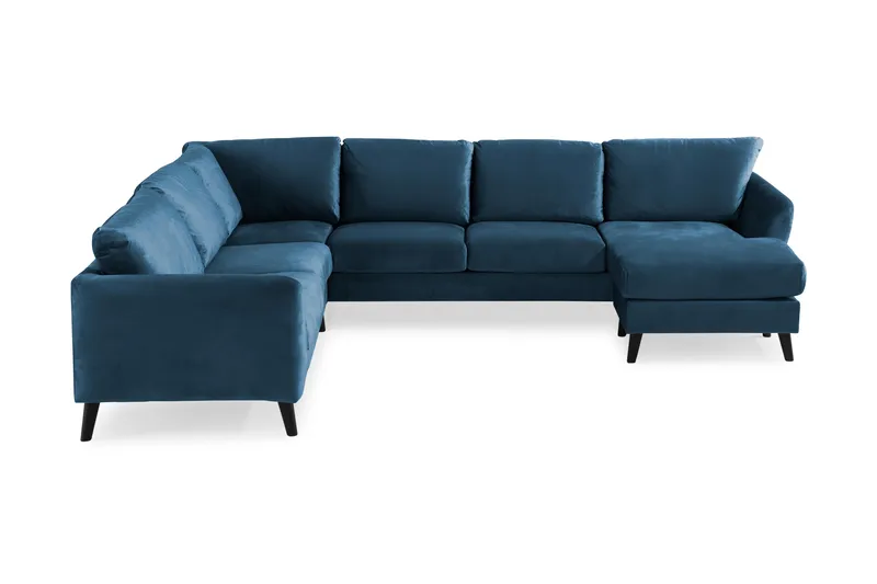Trend 5-seters Høyrevendt L-formet Hjørnesofa med Divan i Fløyel, Blå