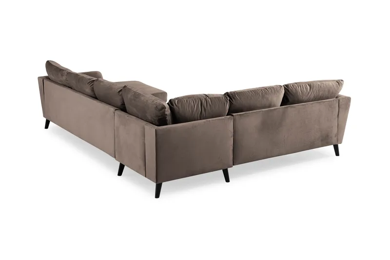 Trend 5-seters Høyrevendt L-formet Hjørnesofa med Divan i Fløyel - Brun - Møbler - Sofaer - Hjørnesofa - Hjørnesofa med divan
