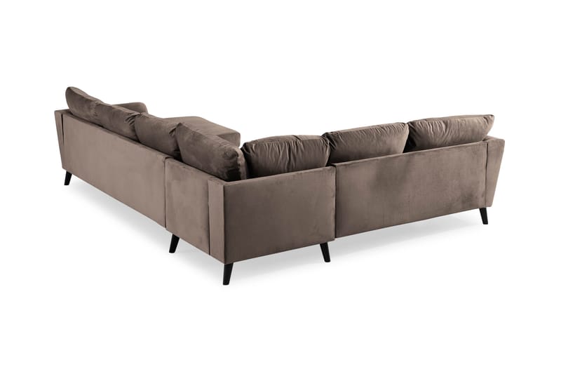 Trend 5-seters Høyrevendt L-formet Hjørnesofa med Divan i Fløyel - Brun - Møbler - Sofaer - Hjørnesofa - Hjørnesofa med divan