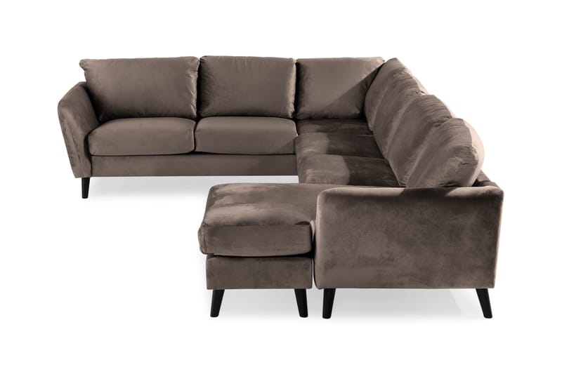 Trend 5-seters Høyrevendt L-formet Hjørnesofa med Divan i Fløyel - Brun - Møbler - Sofaer - Hjørnesofa - Hjørnesofa med divan
