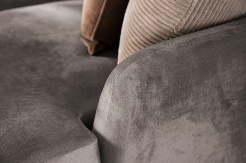 Trend 5-seters Høyrevendt L-formet Hjørnesofa med Divan i Fløyel - Brun - Møbler - Sofaer - Hjørnesofa - Hjørnesofa med divan
