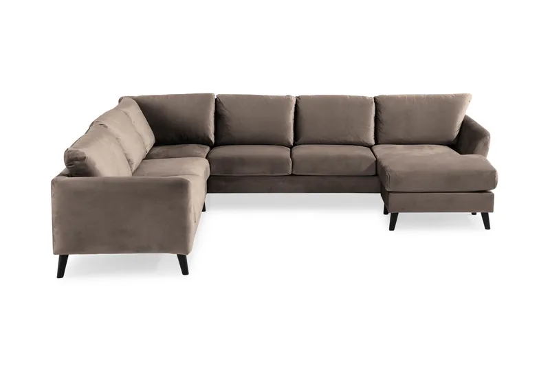 Trend 5-seters Høyrevendt L-formet Hjørnesofa med Divan i Fløyel - Brun - Møbler - Sofaer - Hjørnesofa - Hjørnesofa med divan