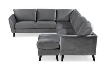 Trend 5-seters Høyrevendt L-formet Hjørnesofa med Divan i Fløyel - Lys grå - Møbler - Sofaer - Hjørnesofa - Hjørnesofa med divan