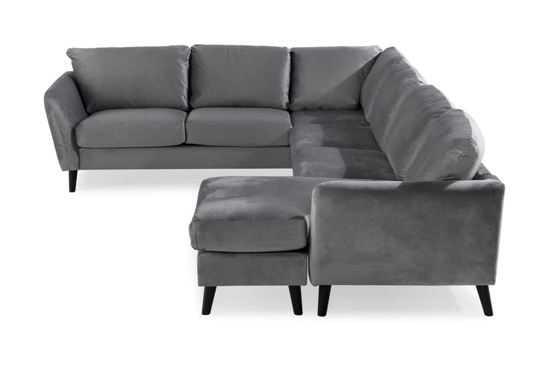 Trend 5-seters Høyrevendt L-formet Hjørnesofa med Divan i Fløyel - Lys grå - Møbler - Sofaer - Hjørnesofa - Hjørnesofa med divan