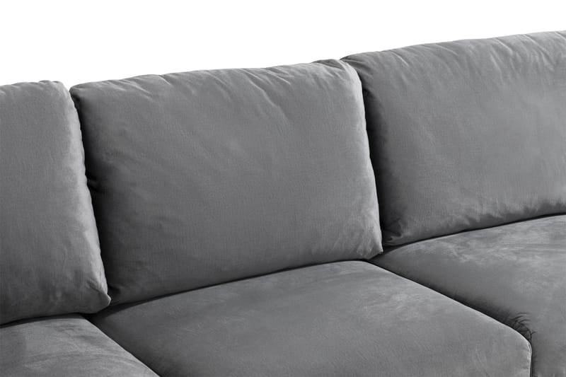 Trend 5-seters Høyrevendt L-formet Hjørnesofa med Divan i Fløyel - Lys grå - Møbler - Sofaer - Hjørnesofa - Hjørnesofa med divan