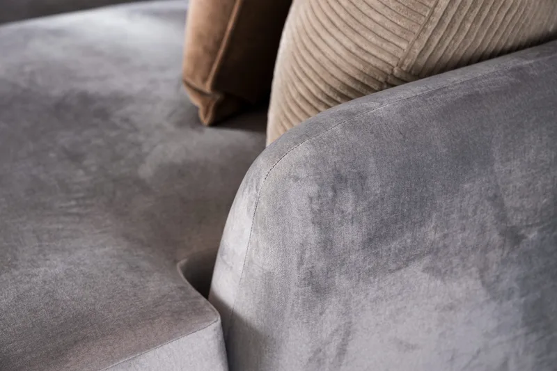 Trend 5-seters Høyrevendt L-formet Hjørnesofa med Divan i Fløyel - Lysegrå - Møbler - Sofaer - Hjørnesofa - Hjørnesofa med divan