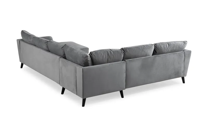 Trend 5-seters Høyrevendt L-formet Hjørnesofa med Divan i Fløyel - Lysegrå - Møbler - Sofaer - Hjørnesofa - Hjørnesofa med divan