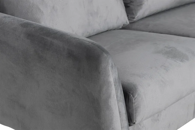 Trend 5-seters Høyrevendt L-formet Hjørnesofa med Divan i Fløyel - Lysegrå - Møbler - Sofaer - Hjørnesofa - Hjørnesofa med divan