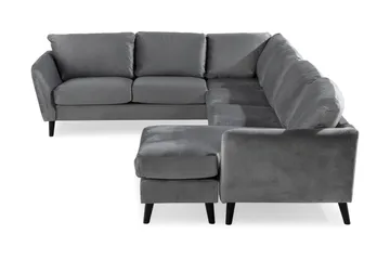 Trend 5-seters Høyrevendt L-formet Hjørnesofa med Divan i Fløyel - Lysegrå - Møbler - Sofaer - Hjørnesofa - Hjørnesofa med divan