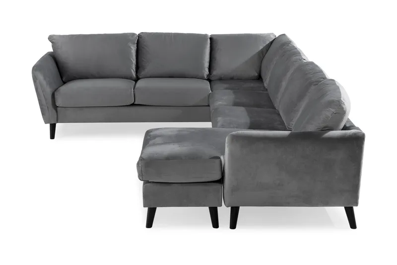 Trend 5-seters Høyrevendt L-formet Hjørnesofa med Divan i Fløyel - Lysegrå - Møbler - Sofaer - Hjørnesofa - Hjørnesofa med divan