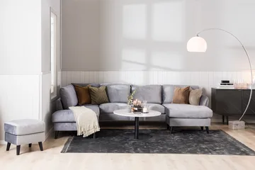 Trend 5-seters Høyrevendt L-formet Hjørnesofa med Divan i Fløyel - Lysegrå - Møbler - Sofaer - Hjørnesofa - Hjørnesofa med divan