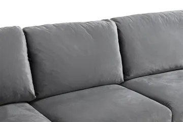 Trend 5-seters Høyrevendt L-formet Hjørnesofa med Divan i Fløyel - Lysegrå - Møbler - Sofaer - Hjørnesofa - Hjørnesofa med divan