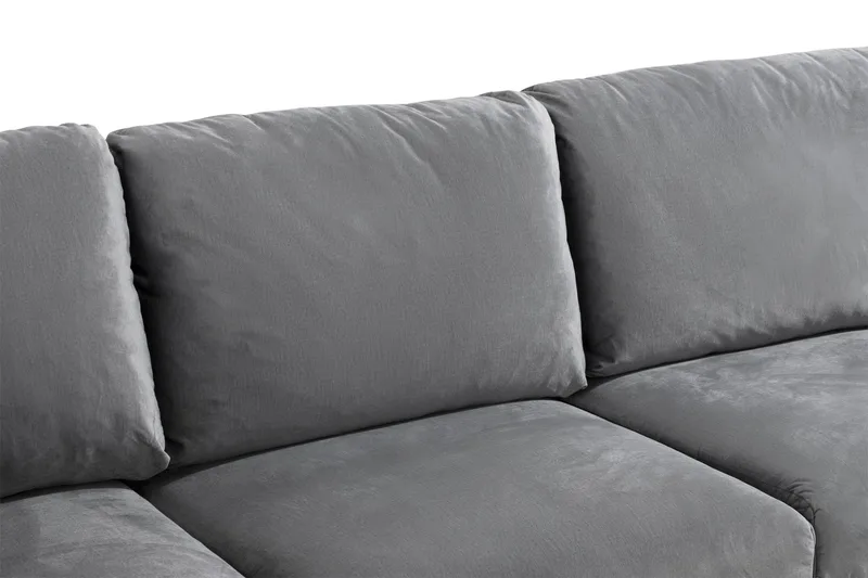 Trend 5-seters Høyrevendt L-formet Hjørnesofa med Divan i Fløyel - Lysegrå - Møbler - Sofaer - Hjørnesofa - Hjørnesofa med divan