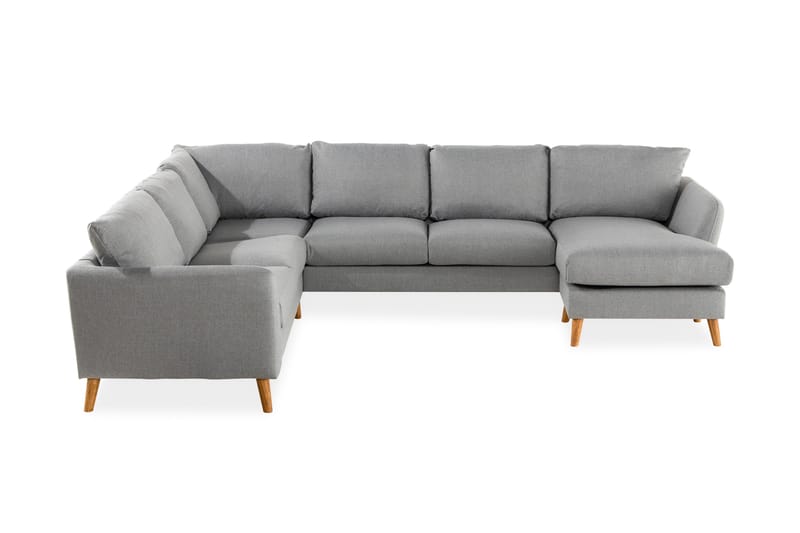 Trend 5-seters Høyrevendt U-formet Hjørnesofa med Divan i Stoff, Grå
