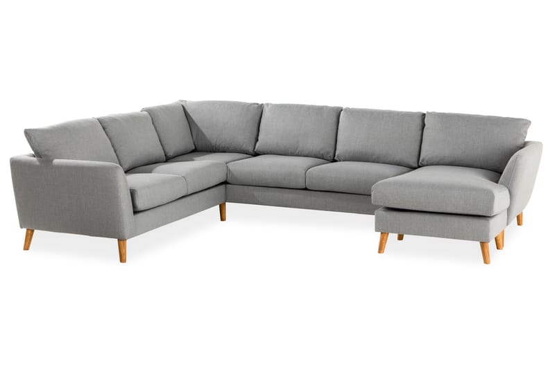 Trend 5-seters Høyrevendt U-formet Hjørnesofa med Divan i Stoff - Grå - Møbler - Sofaer - Hjørnesofa