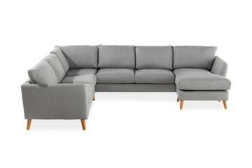 Trend 5-seters Høyrevendt U-formet Hjørnesofa med Divan i Stoff - Grå - Møbler - Sofaer - Hjørnesofa - Hjørnesofa med divan