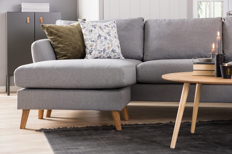 Trend 5-seters Høyrevendt U-formet Hjørnesofa med Divan i Stoff - Grå - Møbler - Sofaer - Hjørnesofa