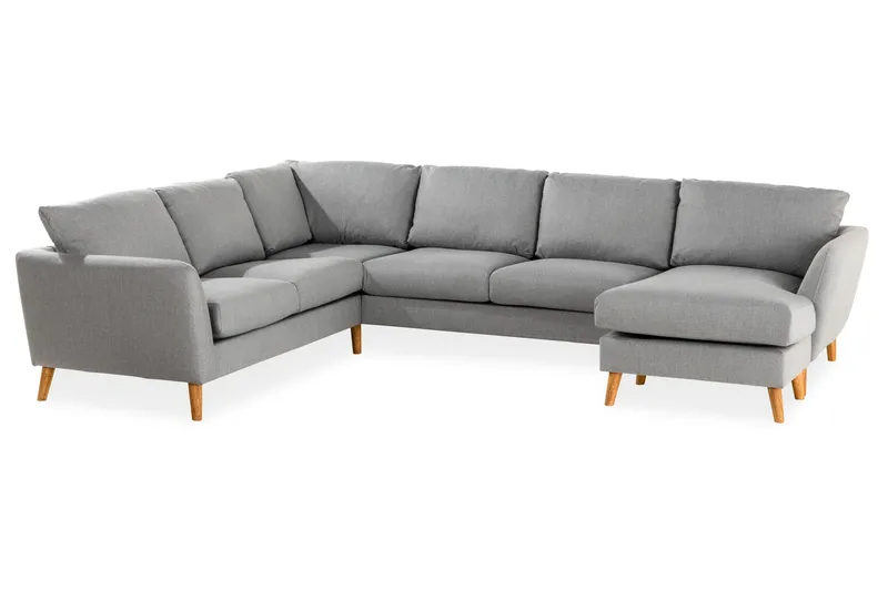 Trend 5-seters Høyrevendt U-formet Hjørnesofa med Divan i Stoff - Grå - Møbler - Sofaer - Hjørnesofa - Hjørnesofa med divan
