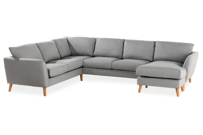 Trend 5-seters Høyrevendt U-formet Hjørnesofa med Divan i Stoff - Grå - Møbler - Sofaer - Hjørnesofa - Hjørnesofa med divan