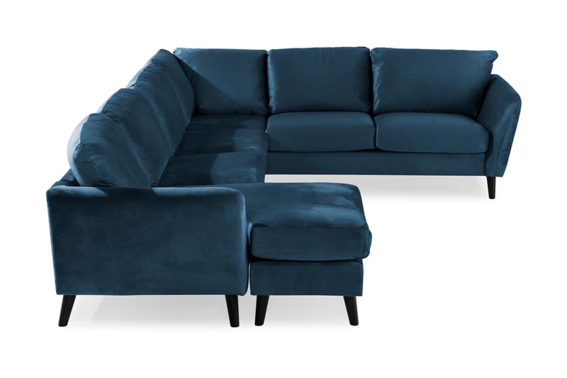 Trend 5-seters Venstrevendt U-formet Hjørnesofa med Divan i Fløyel - Blå - Møbler - Sofaer - Hjørnesofa