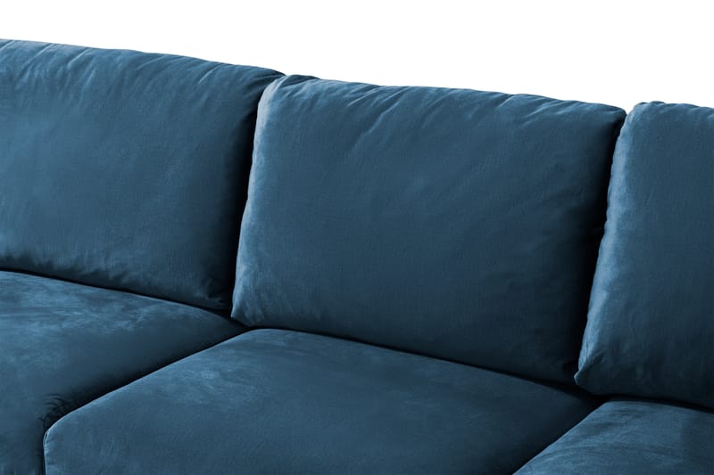 Trend 5-seters Venstrevendt U-formet Hjørnesofa med Divan i Fløyel - Blå - Møbler - Sofaer - Hjørnesofa