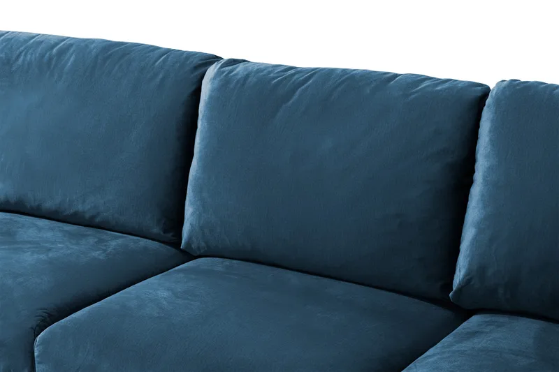Trend 5-seters Venstrevendt U-formet Hjørnesofa med Divan i Fløyel - Blå - Møbler - Sofaer - Hjørnesofa - Hjørnesofa med divan