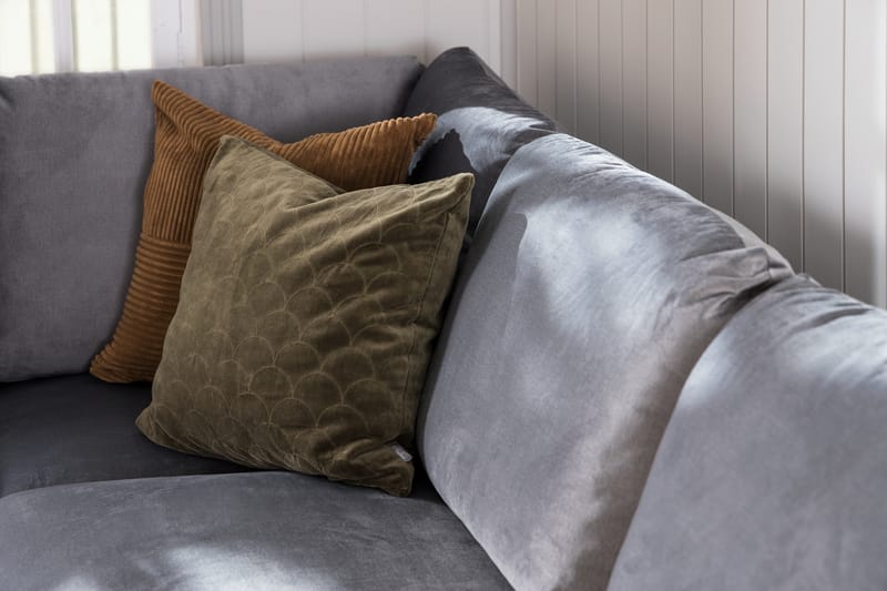 Trend 5-seters Venstrevendt U-formet Hjørnesofa med Divan i Fløyel - Lys grå - Møbler - Sofaer - Hjørnesofa