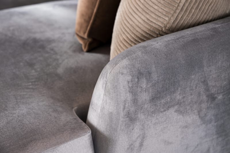 Trend 5-seters Venstrevendt U-formet Hjørnesofa med Divan i Fløyel - Lys grå - Møbler - Sofaer - Hjørnesofa