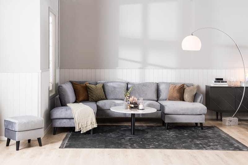 Trend 5-seters Venstrevendt U-formet Hjørnesofa med Divan i Fløyel - Lys grå - Møbler - Sofaer - Hjørnesofa
