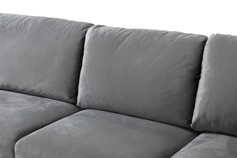 Trend 5-seters Venstrevendt U-formet Hjørnesofa med Divan i Fløyel - Lys grå - Møbler - Sofaer - Hjørnesofa - Hjørnesofa med divan