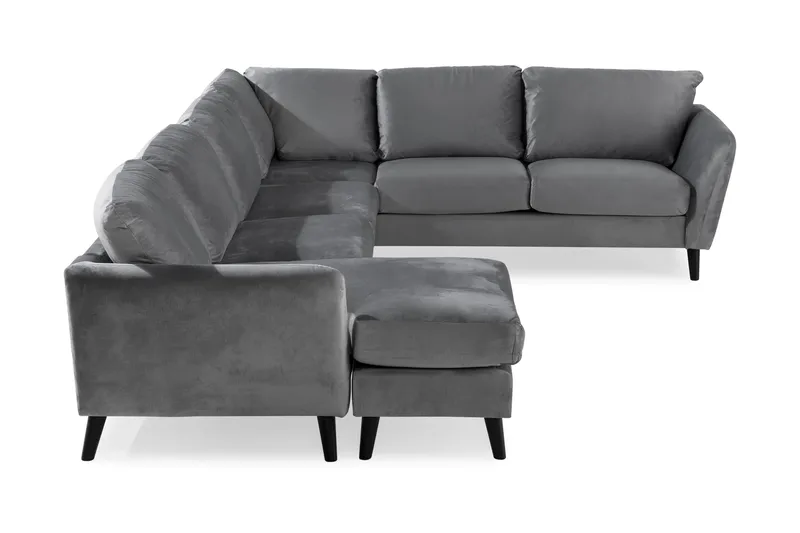 Trend 5-seters Venstrevendt U-formet Hjørnesofa med Divan i Fløyel - Lys grå - Møbler - Sofaer - Hjørnesofa - Hjørnesofa med divan