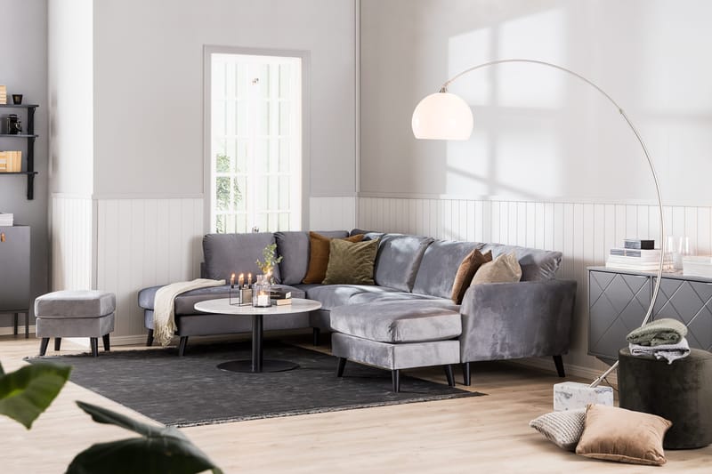 Trend 5-seters Venstrevendt U-formet Hjørnesofa med Divan i Fløyel - Lysegrå - Møbler - Sofaer - Hjørnesofa - Hjørnesofa med divan