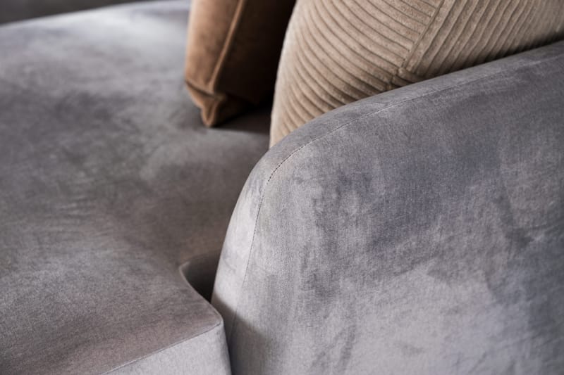 Trend 5-seters Venstrevendt U-formet Hjørnesofa med Divan i Fløyel - Lysegrå - Møbler - Sofaer - Hjørnesofa - Hjørnesofa med divan