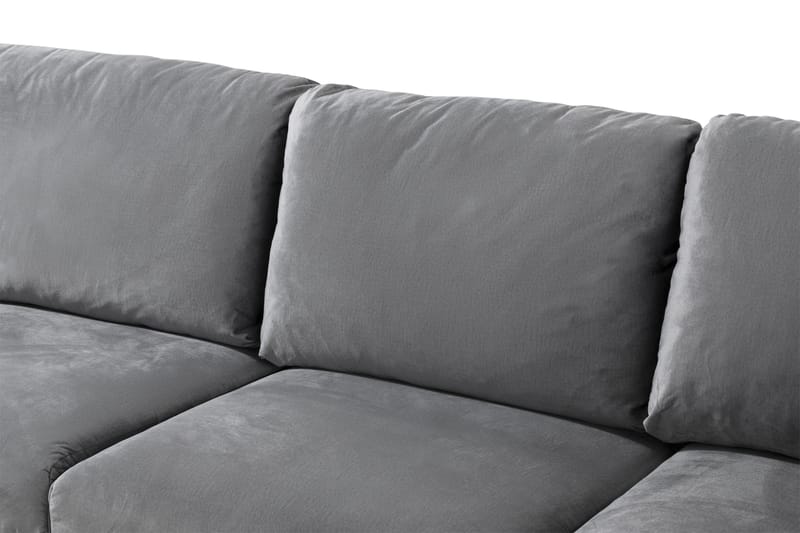 Trend 5-seters Venstrevendt U-formet Hjørnesofa med Divan i Fløyel - Lysegrå - Møbler - Sofaer - Hjørnesofa - Hjørnesofa med divan