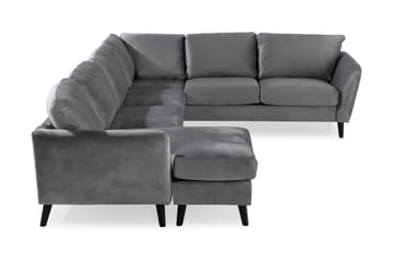 Trend 5-seters Venstrevendt U-formet Hjørnesofa med Divan i Fløyel - Lysegrå - Møbler - Sofaer - Hjørnesofa - Hjørnesofa med divan