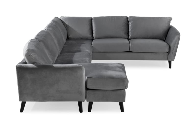 Trend 5-seters Venstrevendt U-formet Hjørnesofa med Divan i Fløyel - Lysegrå - Møbler - Sofaer - Hjørnesofa - Hjørnesofa med divan