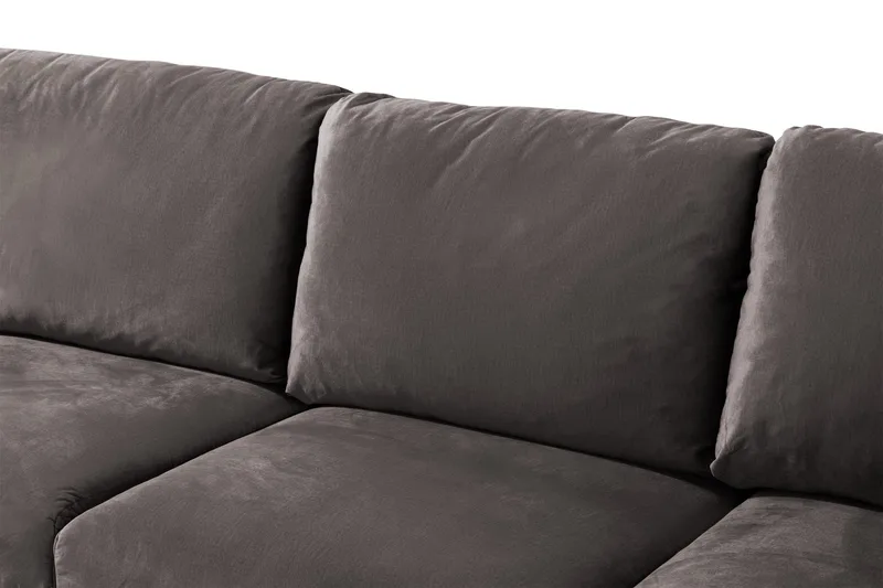 Trend 5-seters Venstrevendt U-formet Hjørnesofa med Divan i Fløyel - Mørk grå - Møbler - Sofaer - Hjørnesofa - Hjørnesofa med divan