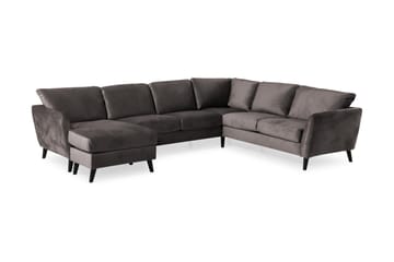 Trend 5-seters Venstrevendt U-formet Hjørnesofa med Divan i Fløyel - Mørk grå - Møbler - Sofaer - Hjørnesofa - Hjørnesofa med divan