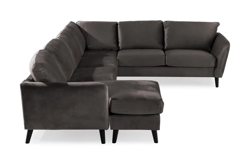Trend 5-seters Venstrevendt U-formet Hjørnesofa med Divan i Fløyel - Mørk grå - Møbler - Sofaer - Hjørnesofa - Hjørnesofa med divan