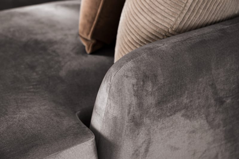 Trend 5-seters Venstrevendt U-formet Hjørnesofa med Divan i Fløyel - Mørkegrå - Møbler - Sofaer - Hjørnesofa - Hjørnesofa med divan
