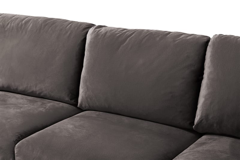 Trend 5-seters Venstrevendt U-formet Hjørnesofa med Divan i Fløyel - Mørkegrå - Møbler - Sofaer - Hjørnesofa - Hjørnesofa med divan