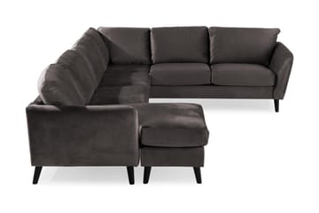 Trend 5-seters Venstrevendt U-formet Hjørnesofa med Divan i Fløyel - Mørkegrå - Møbler - Sofaer - Hjørnesofa - Hjørnesofa med divan