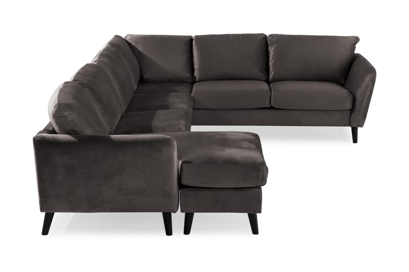 Trend 5-seters Venstrevendt U-formet Hjørnesofa med Divan i Fløyel - Mørkegrå - Møbler - Sofaer - Hjørnesofa - Hjørnesofa med divan