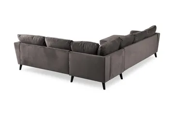Trend 5-seters Venstrevendt U-formet Hjørnesofa med Divan i Fløyel - Mørkegrå - Møbler - Sofaer - Hjørnesofa - Hjørnesofa med divan