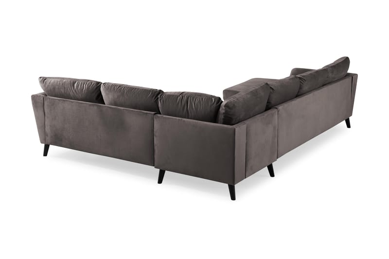 Trend 5-seters Venstrevendt U-formet Hjørnesofa med Divan i Fløyel - Mørkegrå - Møbler - Sofaer - Hjørnesofa - Hjørnesofa med divan