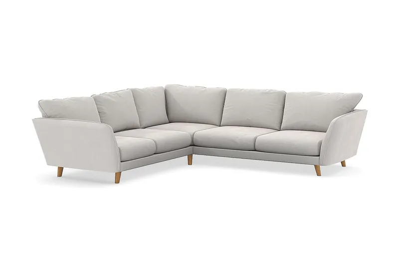Trend Lyx 6-seters Vendbar L-formet Hjørnesofa i Fløyel, Kremhvit