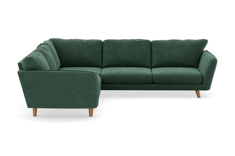 Trend Lyx 6-seters Vendbar L-formet Hjørnesofa i Fløyel, Mørkegrønn