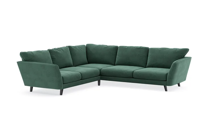 Trend Lyx 6-seters Vendbar L-formet Hjørnesofa i Fløyel - Mørkegrønn - Møbler - Sofaer - Hjørnesofa